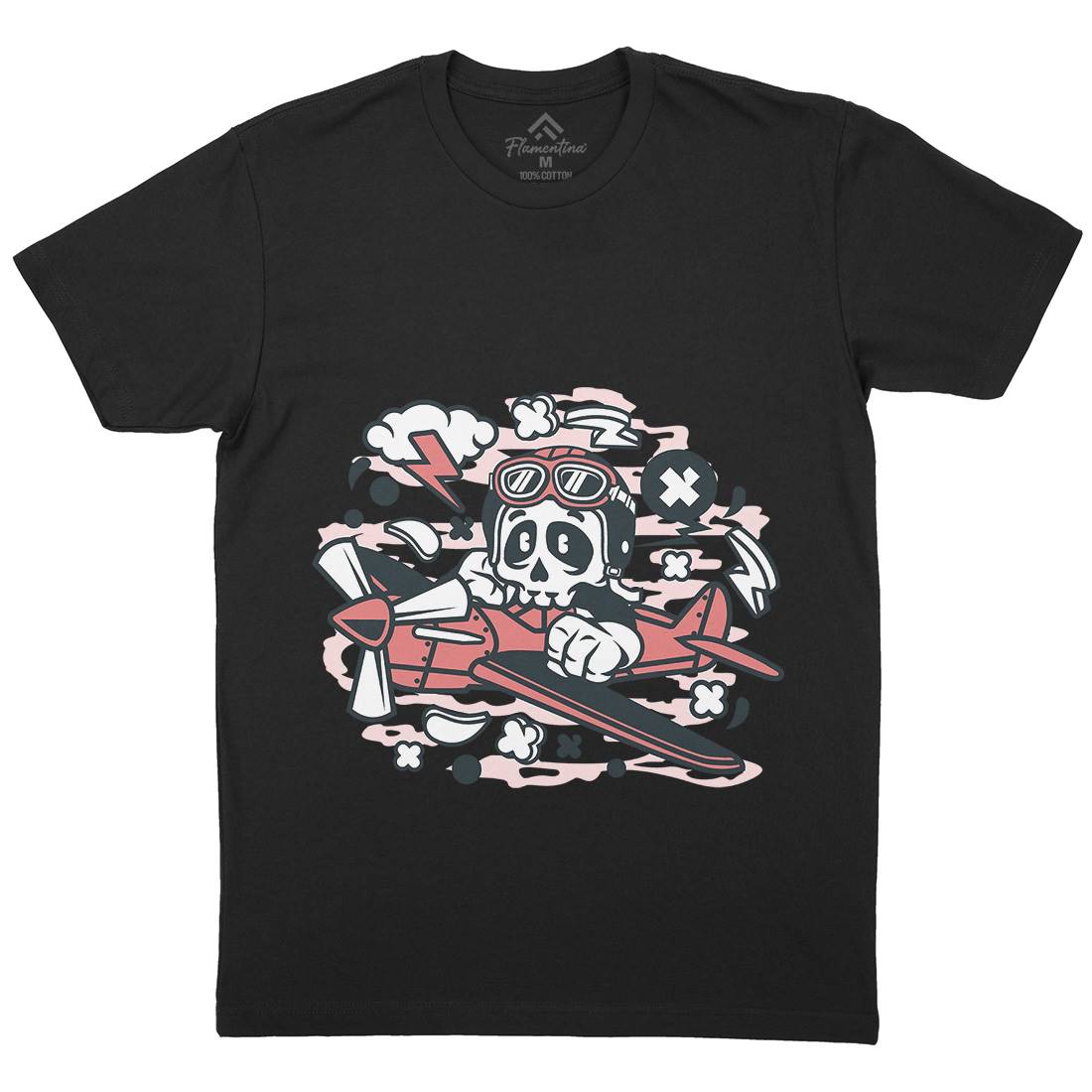 Skull Pilot Mens Crew Neck T-Shirt Army C243