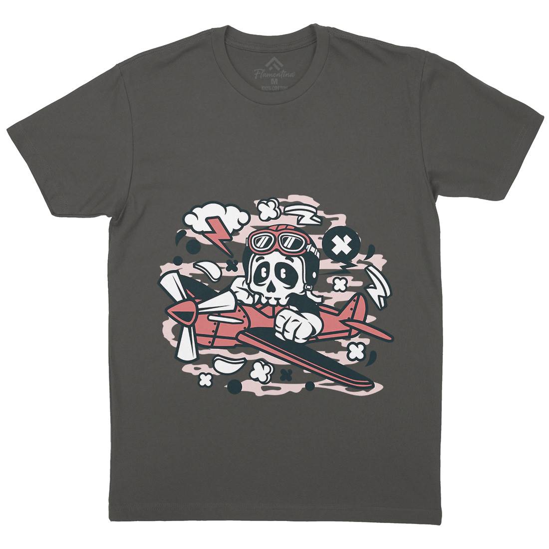 Skull Pilot Mens Crew Neck T-Shirt Army C243