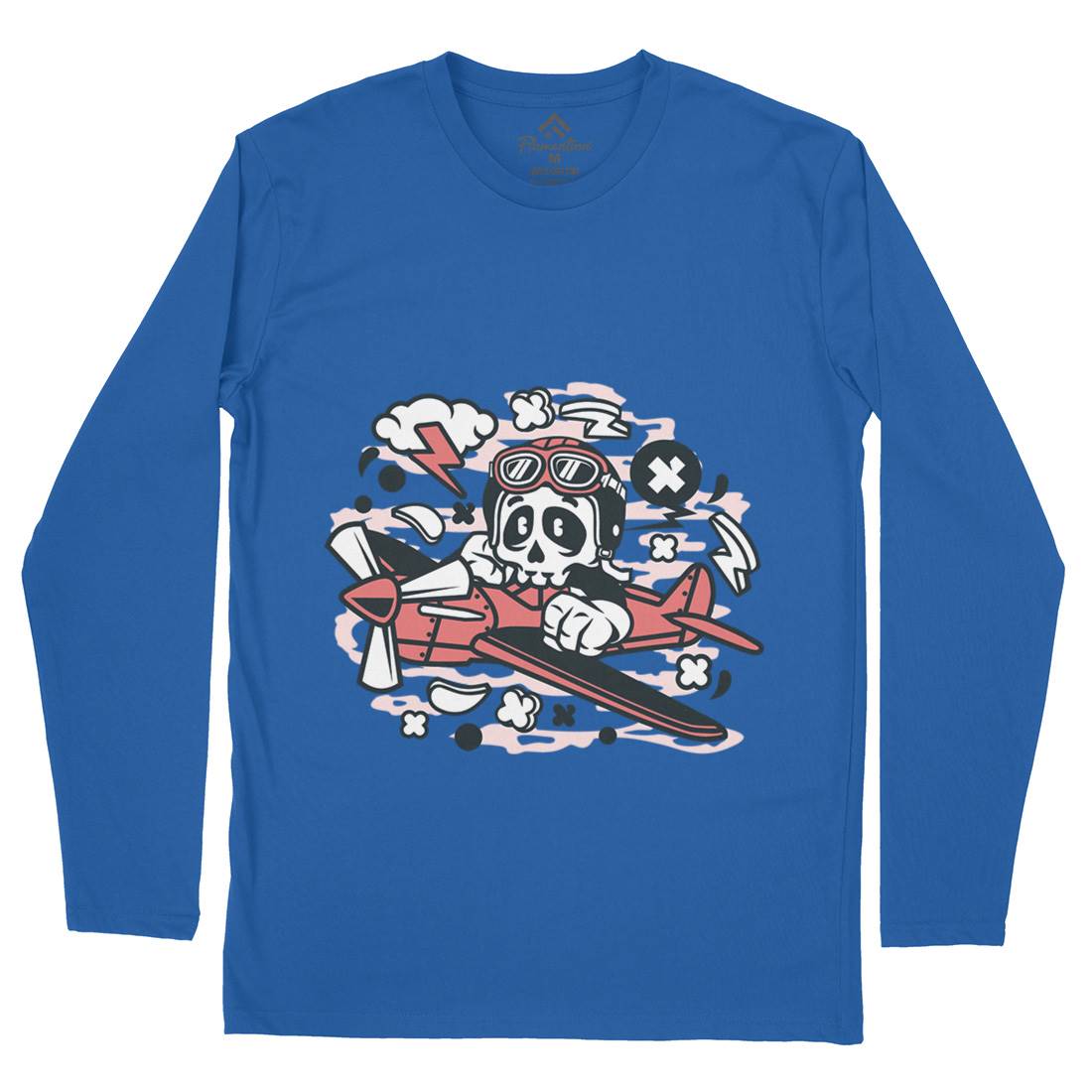 Skull Pilot Mens Long Sleeve T-Shirt Army C243