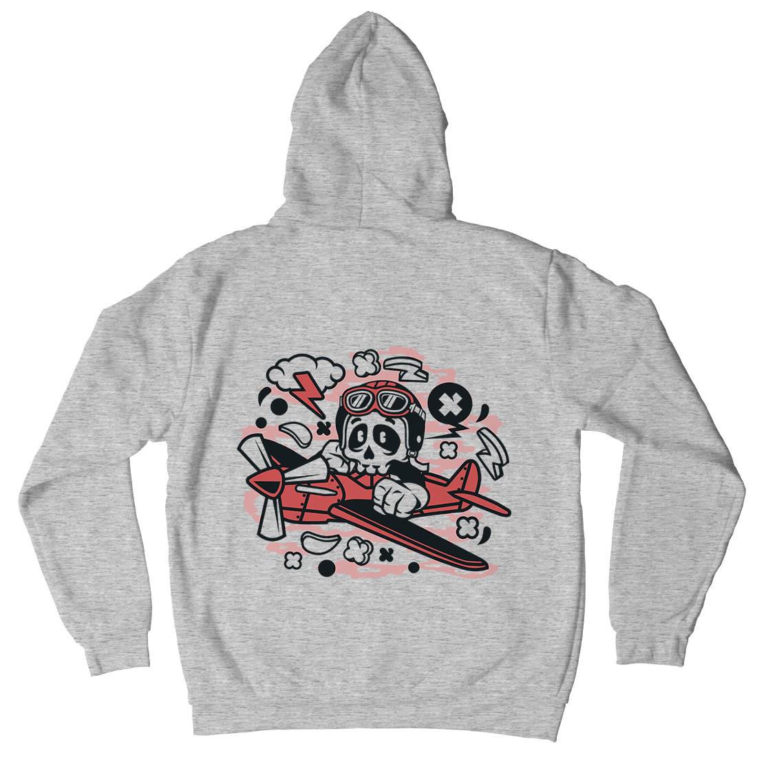 Skull Pilot Mens Hoodie With Pocket Army C243