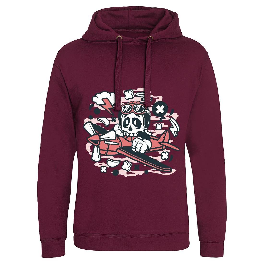 Skull Pilot Mens Hoodie Without Pocket Army C243