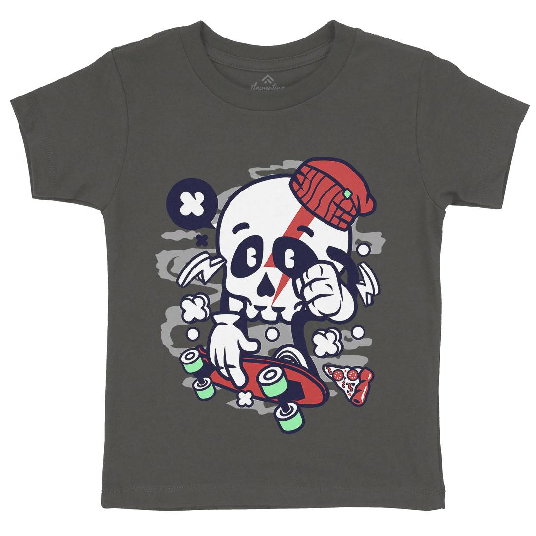 Skull Skateboarding Kids Crew Neck T-Shirt Skate C244