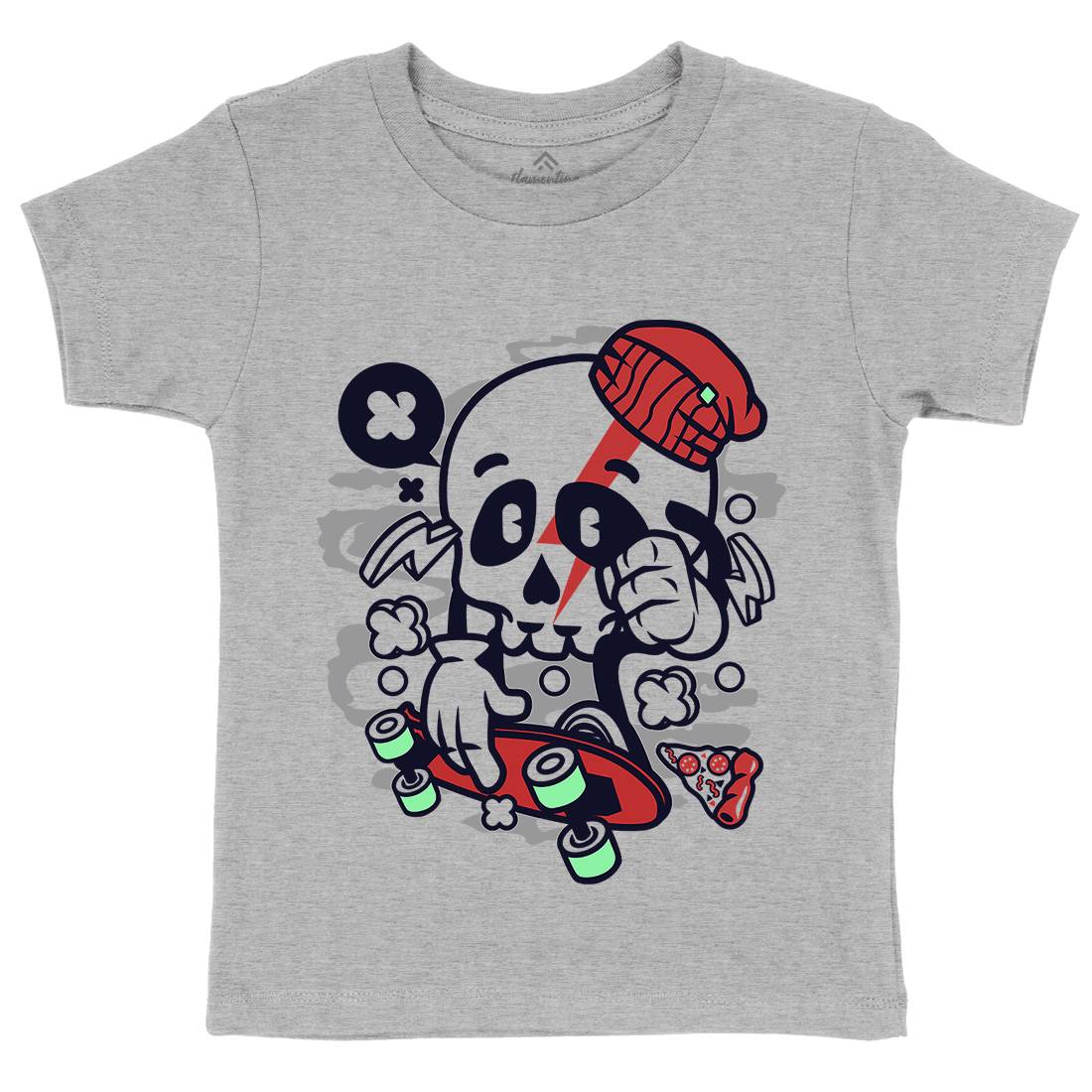 Skull Skateboarding Kids Organic Crew Neck T-Shirt Skate C244