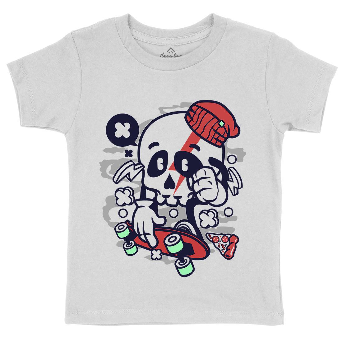 Skull Skateboarding Kids Crew Neck T-Shirt Skate C244
