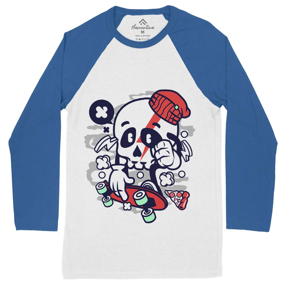 Skull Skateboarding Mens Long Sleeve Baseball T-Shirt Skate C244