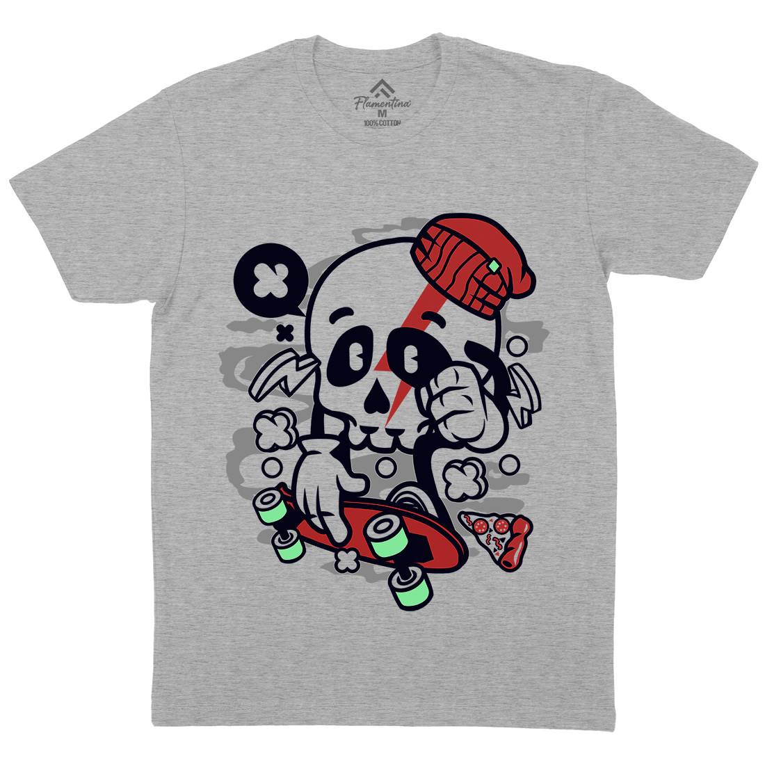 Skull Skateboarding Mens Crew Neck T-Shirt Skate C244