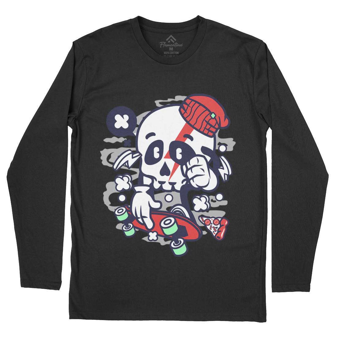 Skull Skateboarding Mens Long Sleeve T-Shirt Skate C244