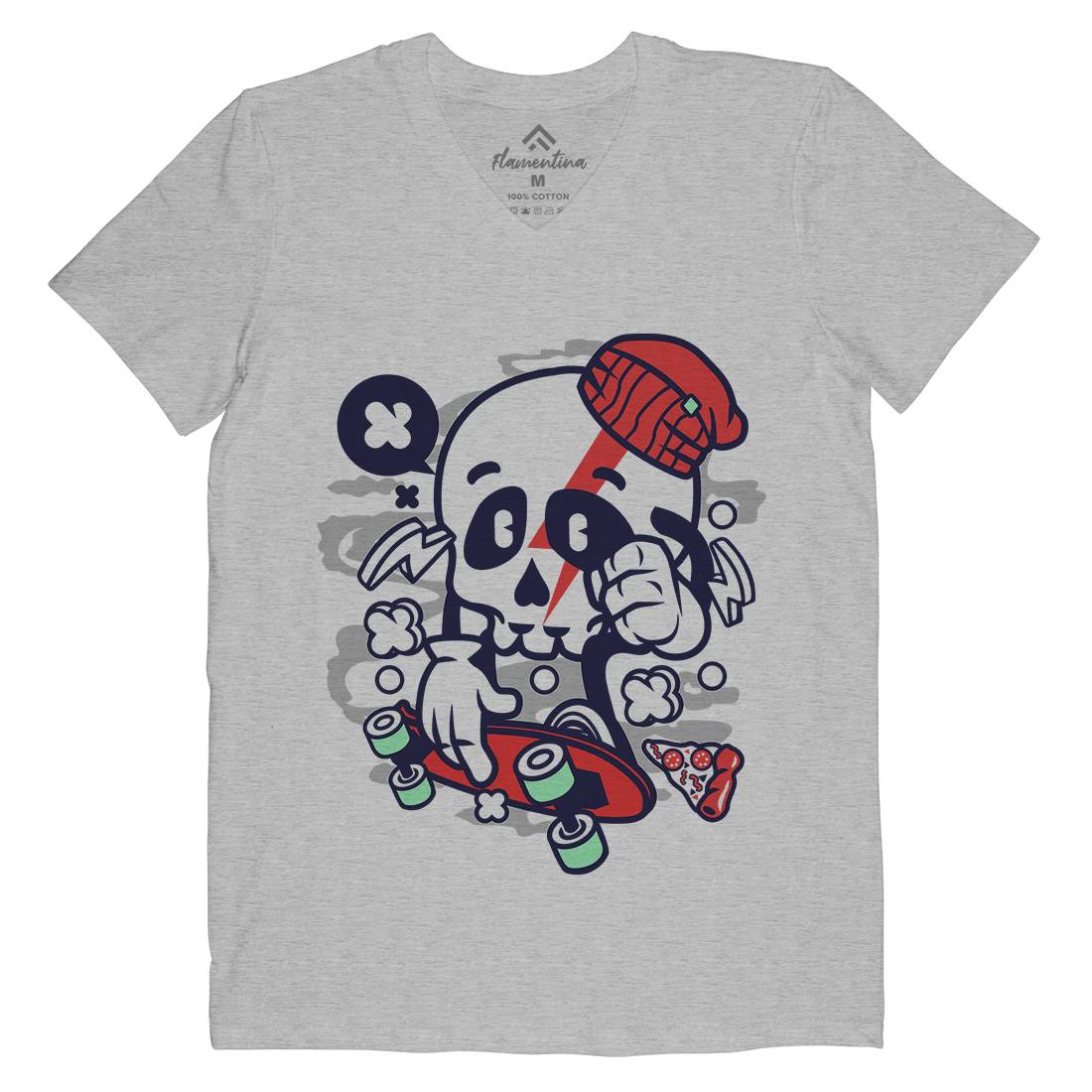 Skull Skateboarding Mens Organic V-Neck T-Shirt Skate C244