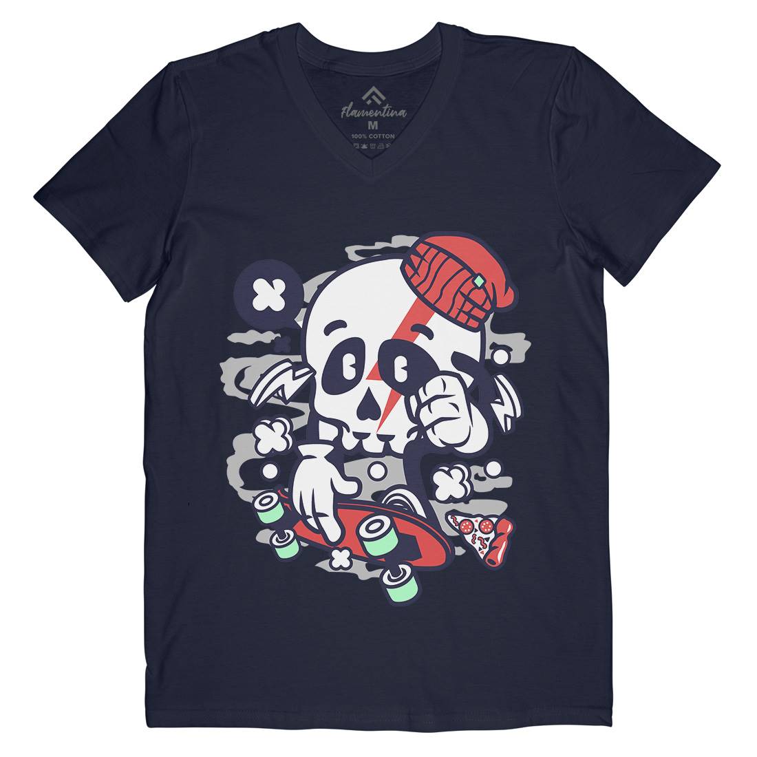 Skull Skateboarding Mens Organic V-Neck T-Shirt Skate C244