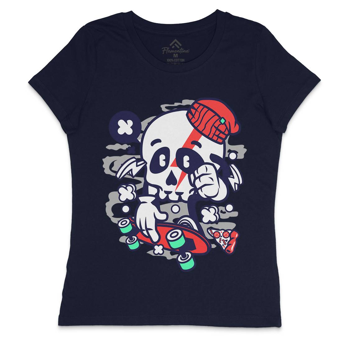 Skull Skateboarding Womens Crew Neck T-Shirt Skate C244