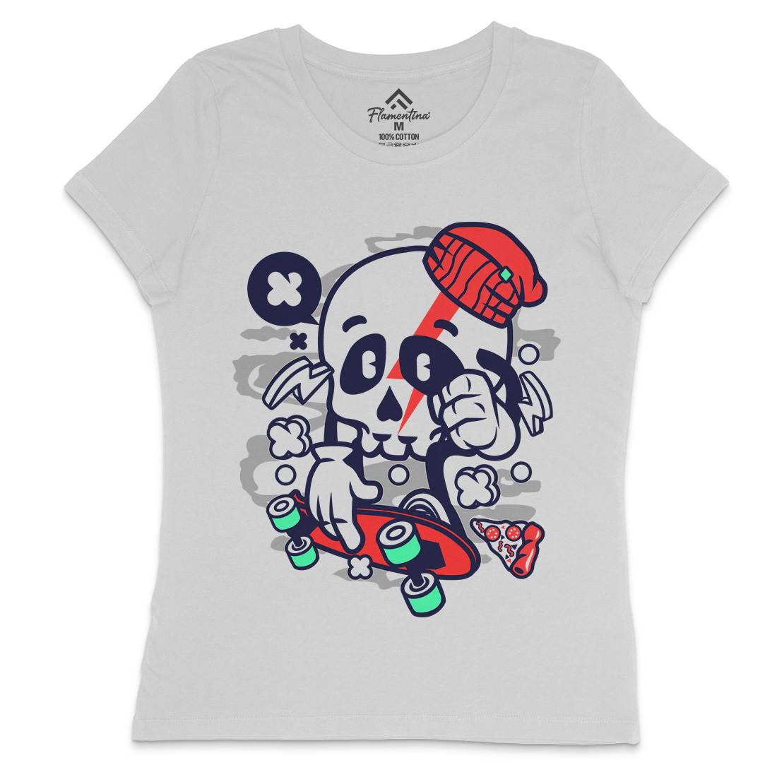 Skull Skateboarding Womens Crew Neck T-Shirt Skate C244