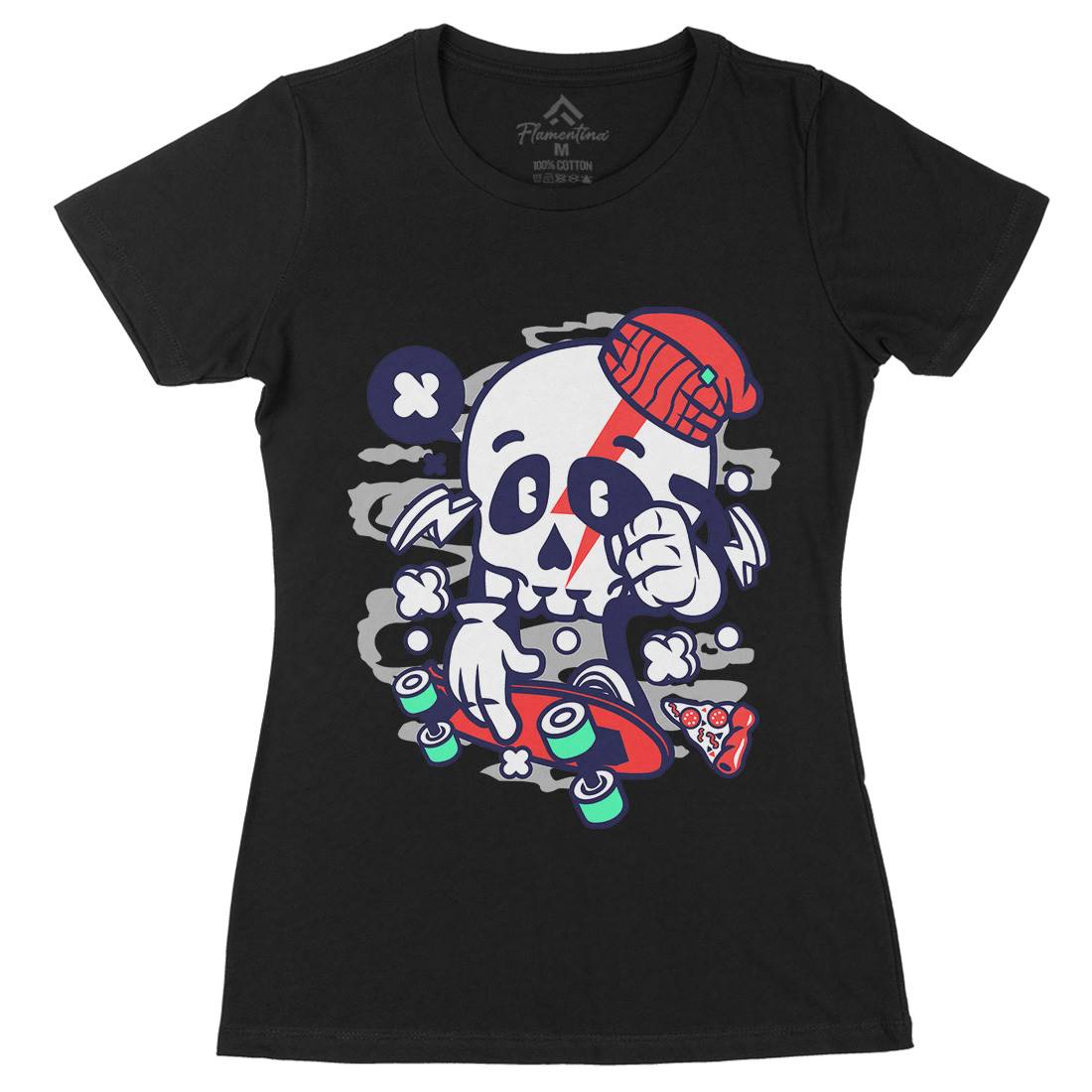 Skull Skateboarding Womens Organic Crew Neck T-Shirt Skate C244
