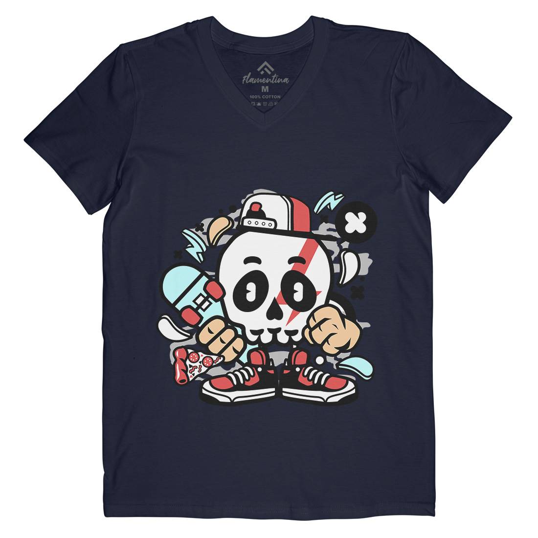 Skull Skater Mens Organic V-Neck T-Shirt Skate C245