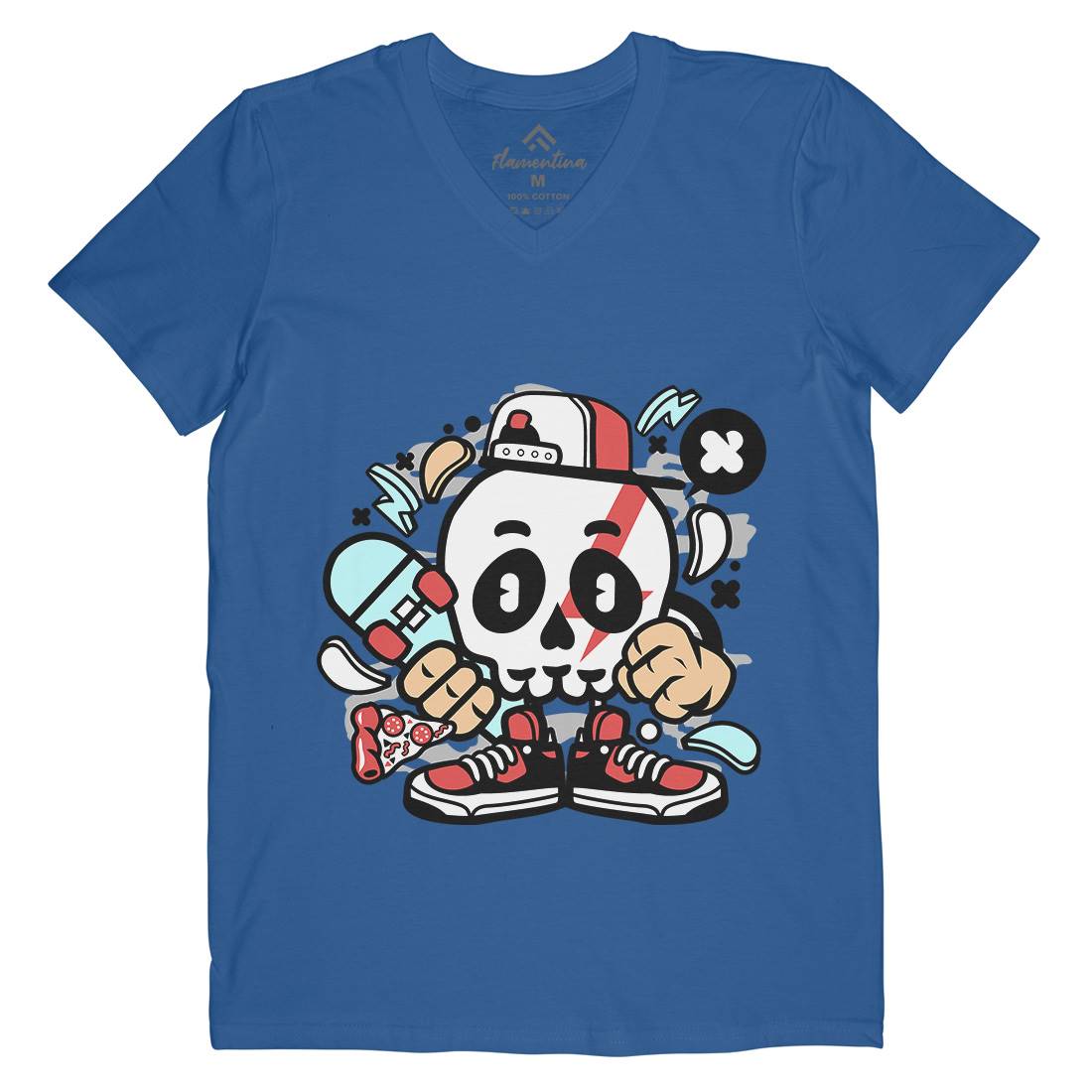Skull Skater Mens V-Neck T-Shirt Skate C245