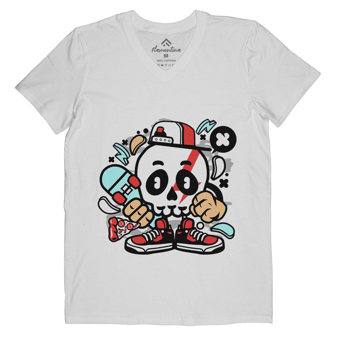 Skull Skater Mens Organic V-Neck T-Shirt Skate C245