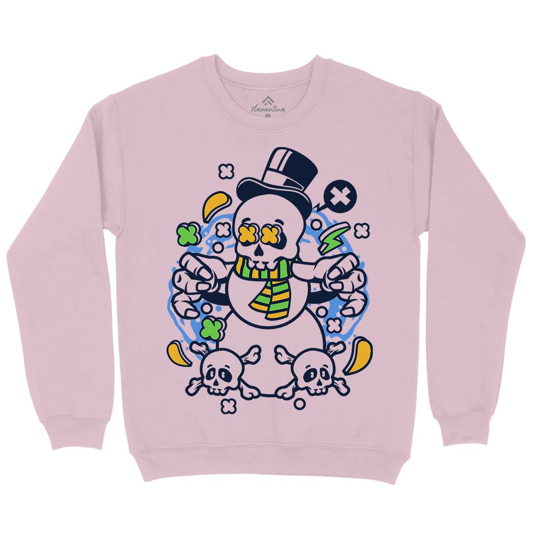 Skull Snowman Kids Crew Neck Sweatshirt Retro C246