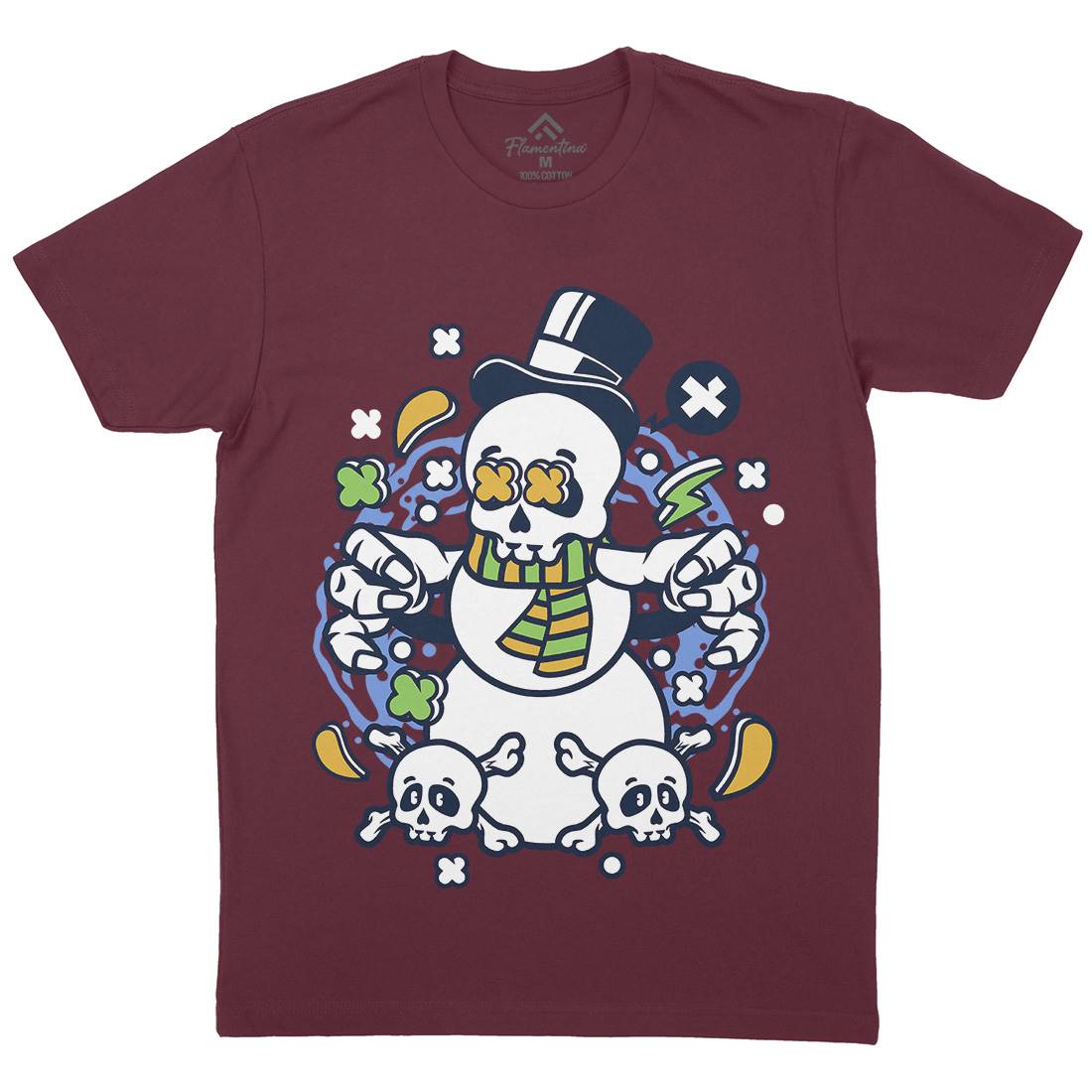 Skull Snowman Mens Crew Neck T-Shirt Retro C246