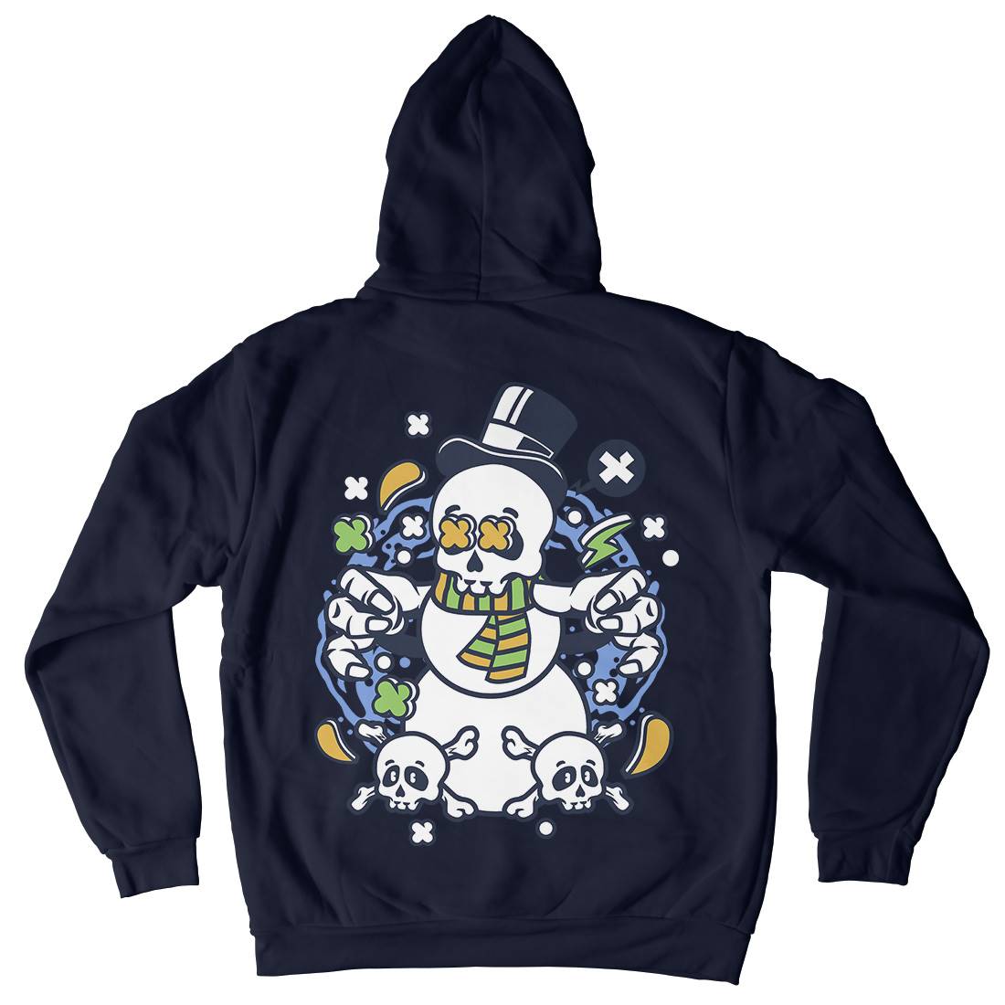 Skull Snowman Mens Hoodie With Pocket Retro C246