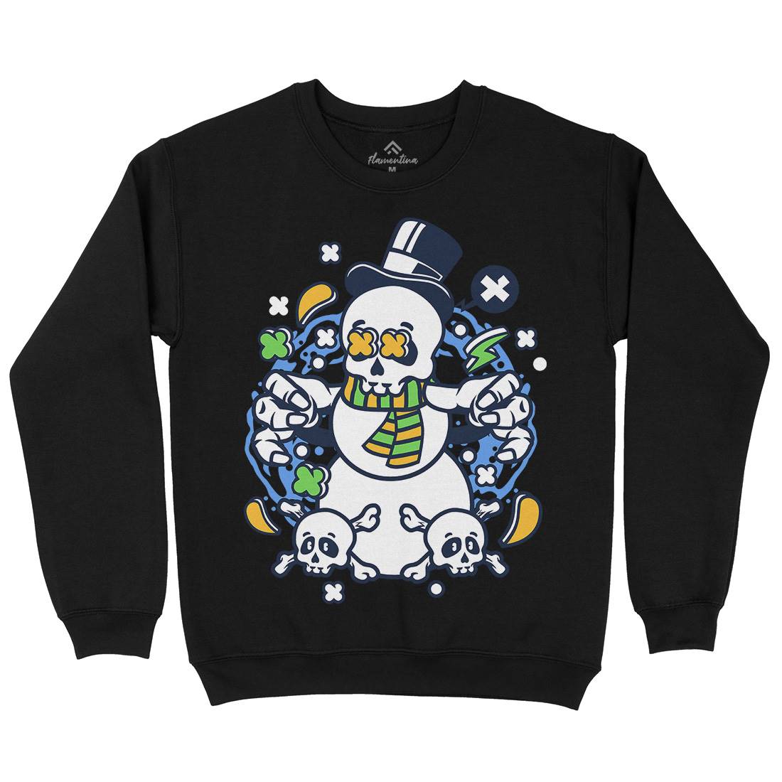 Skull Snowman Kids Crew Neck Sweatshirt Retro C246
