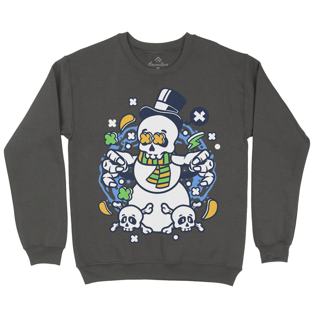 Skull Snowman Mens Crew Neck Sweatshirt Retro C246