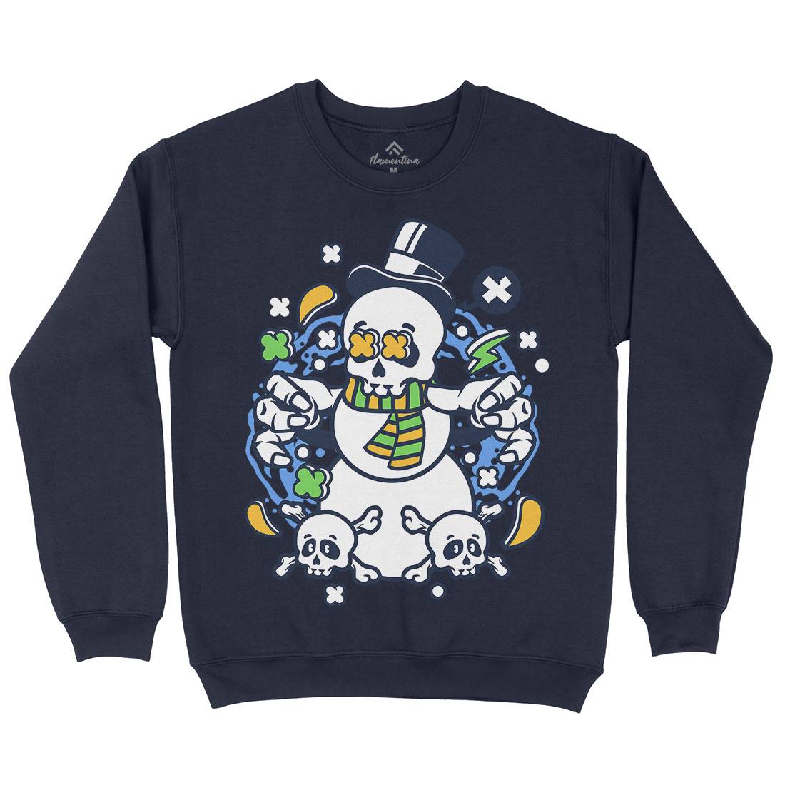 Skull Snowman Mens Crew Neck Sweatshirt Retro C246