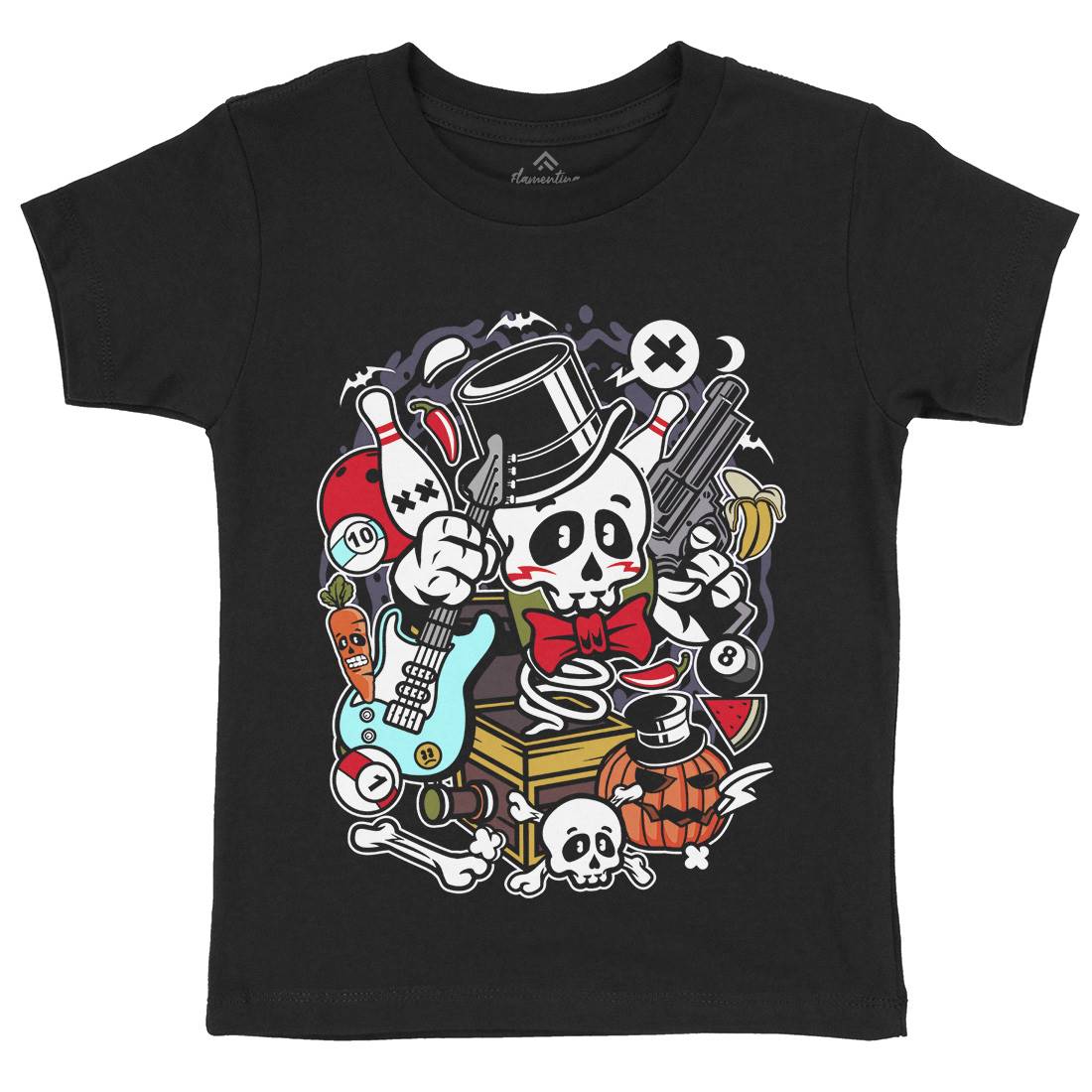 Skull Toy Box Kids Crew Neck T-Shirt Retro C247