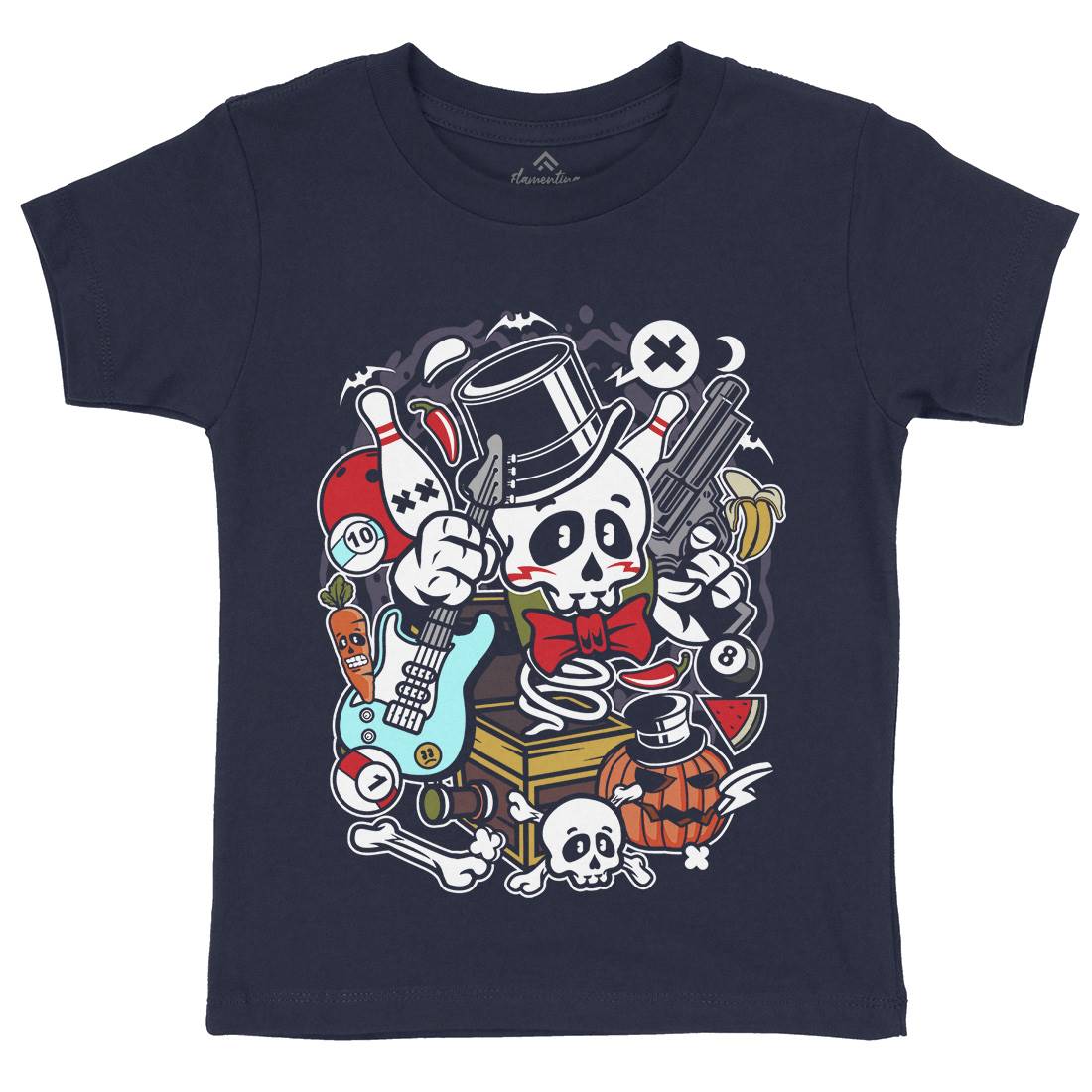 Skull Toy Box Kids Crew Neck T-Shirt Retro C247