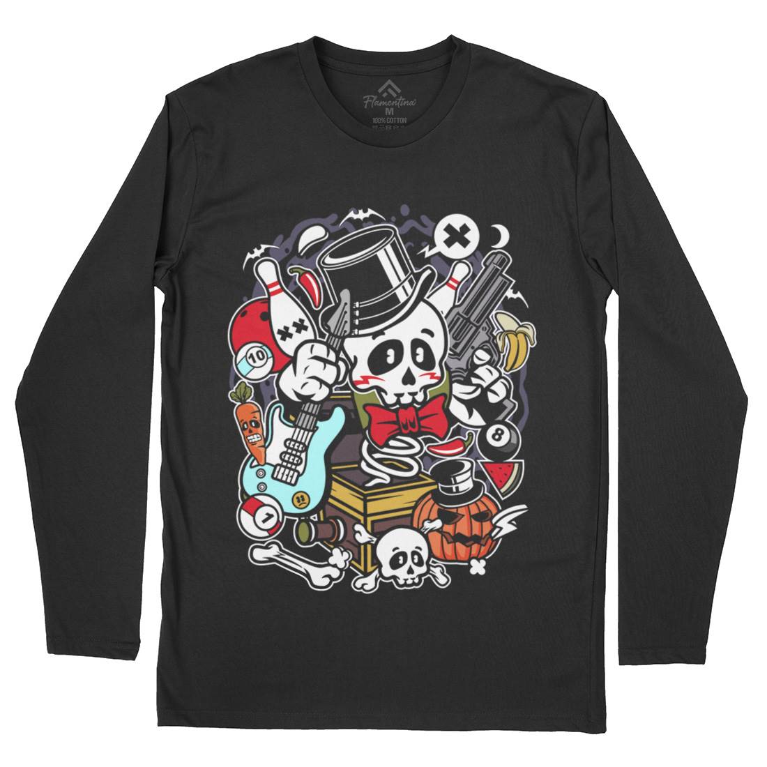 Skull Toy Box Mens Long Sleeve T-Shirt Retro C247