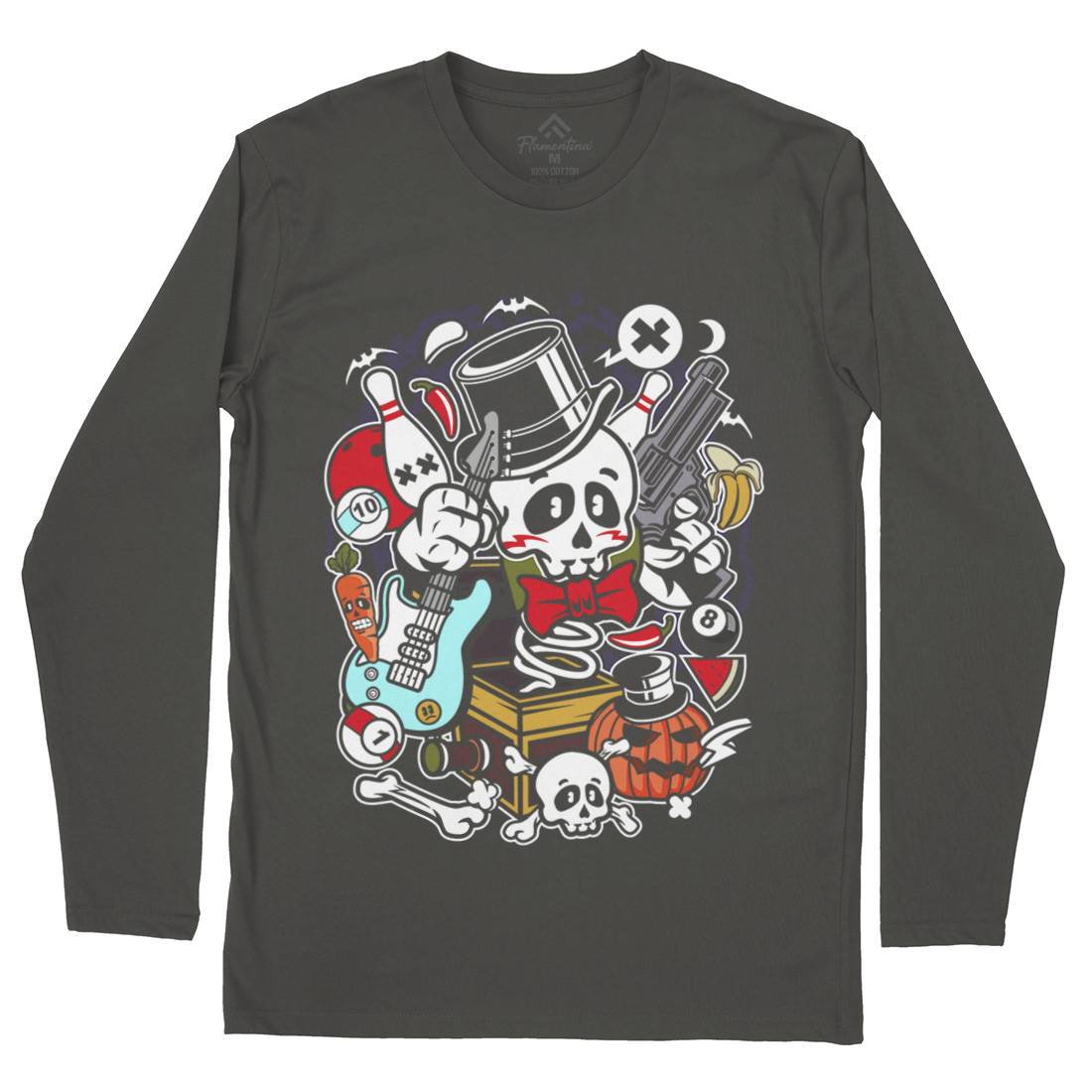 Skull Toy Box Mens Long Sleeve T-Shirt Retro C247