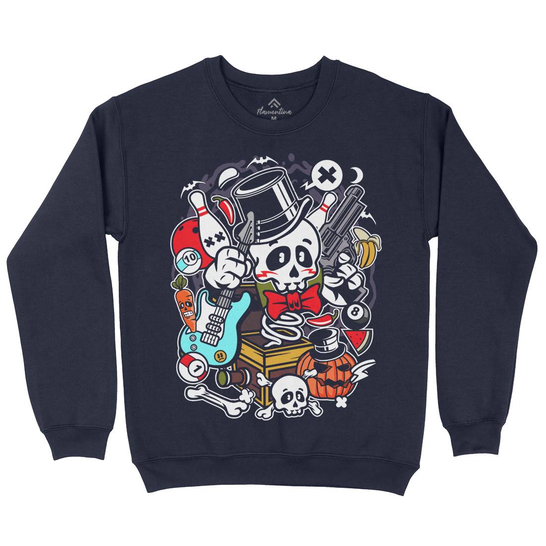 Skull Toy Box Kids Crew Neck Sweatshirt Retro C247