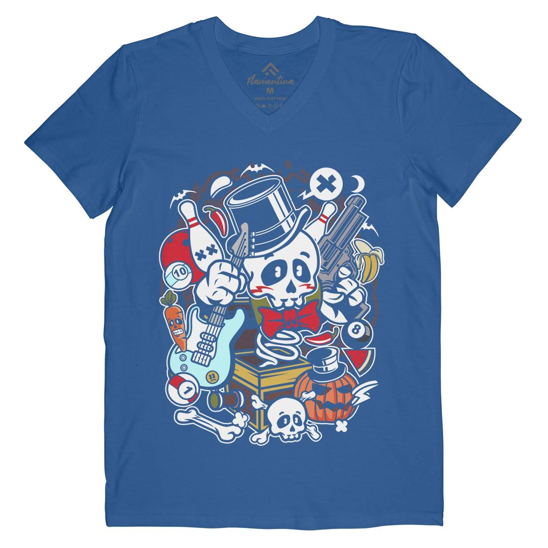 Skull Toy Box Mens V-Neck T-Shirt Retro C247