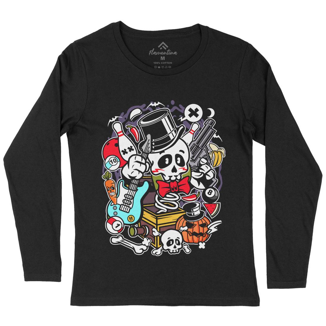 Skull Toy Box Womens Long Sleeve T-Shirt Retro C247