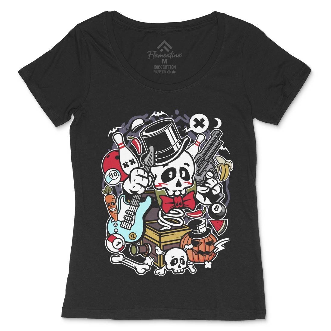 Skull Toy Box Womens Scoop Neck T-Shirt Retro C247