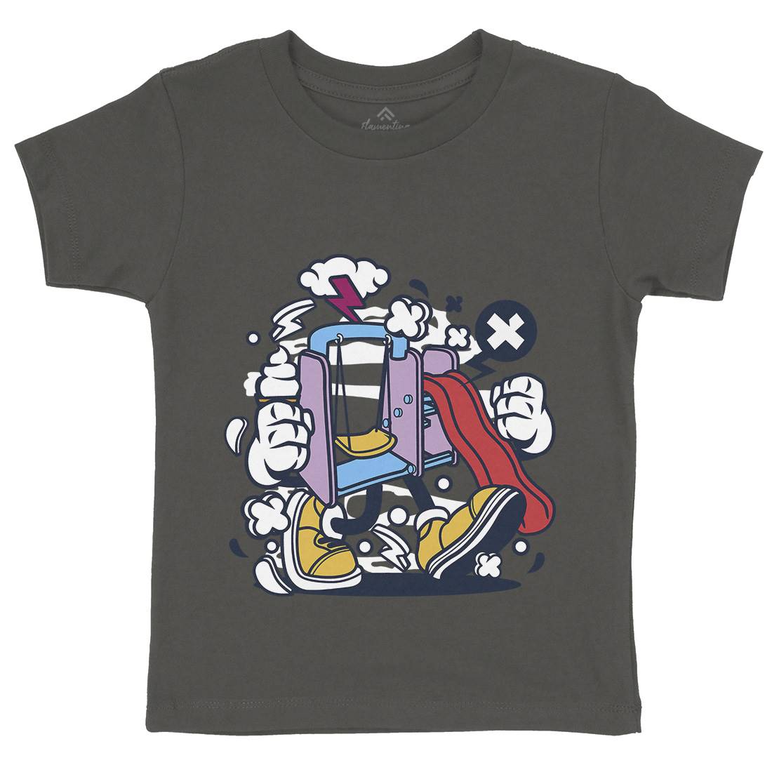 Playground Slide Kids Organic Crew Neck T-Shirt Retro C248