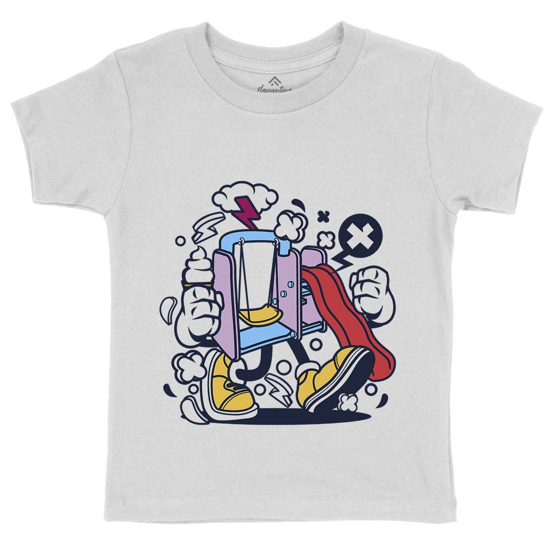Playground Slide Kids Organic Crew Neck T-Shirt Retro C248