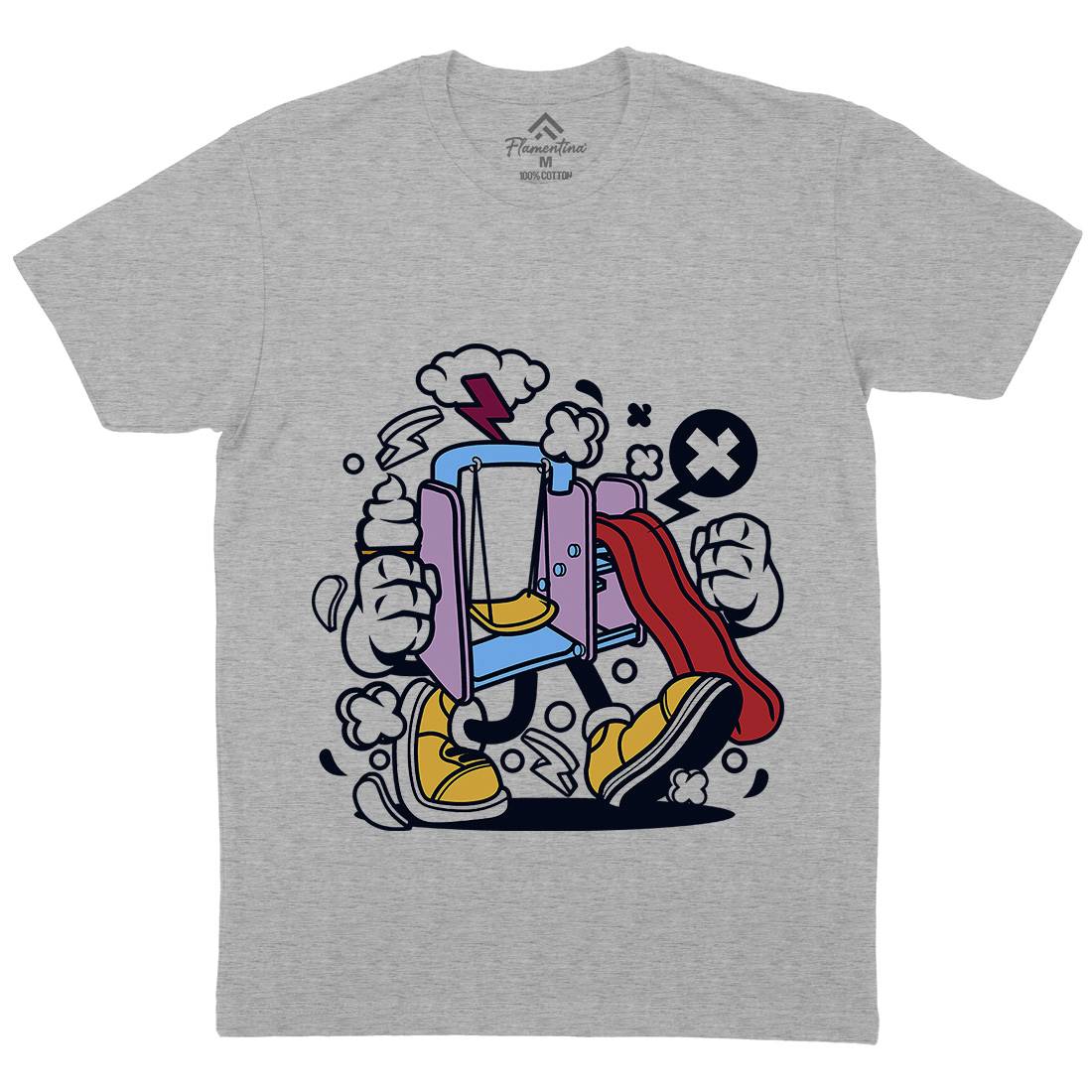 Playground Slide Mens Organic Crew Neck T-Shirt Retro C248