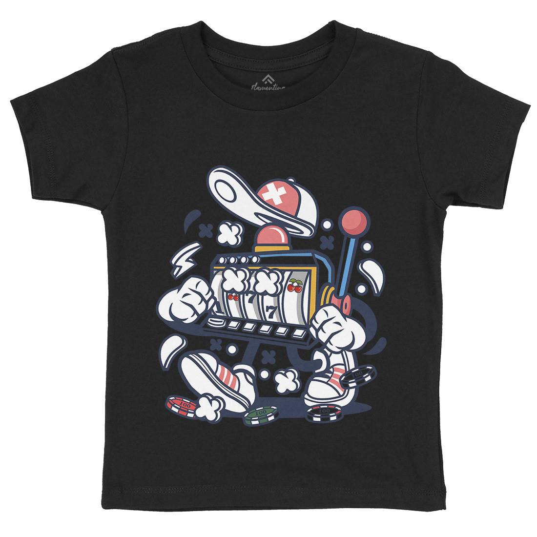 Slot Machine Kids Organic Crew Neck T-Shirt Retro C249