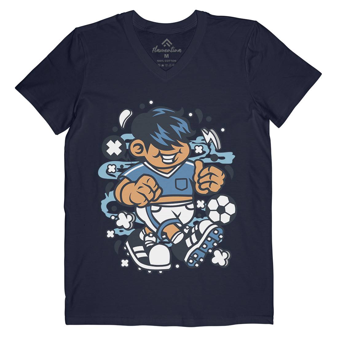 Soccer Kid Mens V-Neck T-Shirt Sport C250