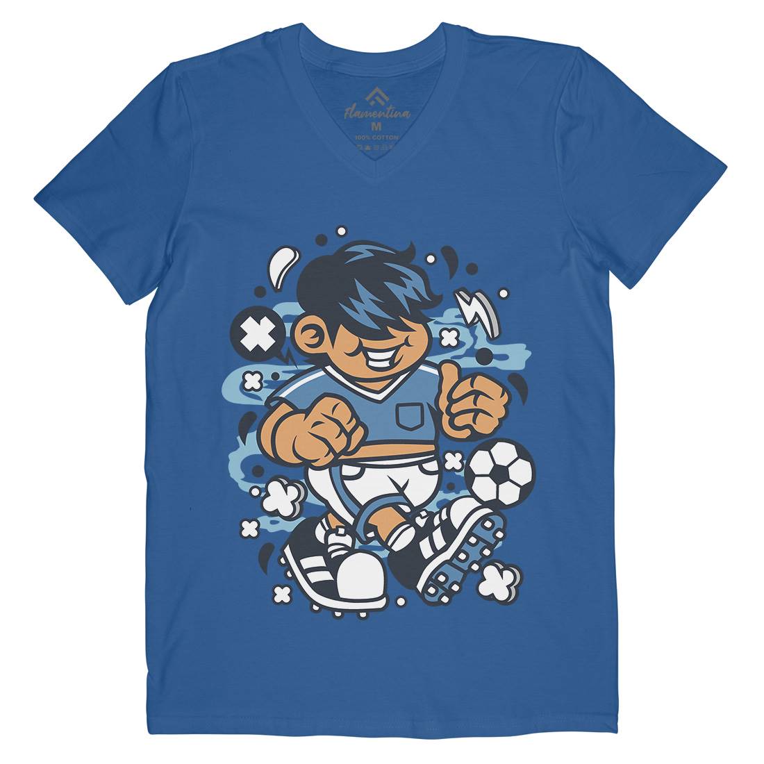 Soccer Kid Mens V-Neck T-Shirt Sport C250