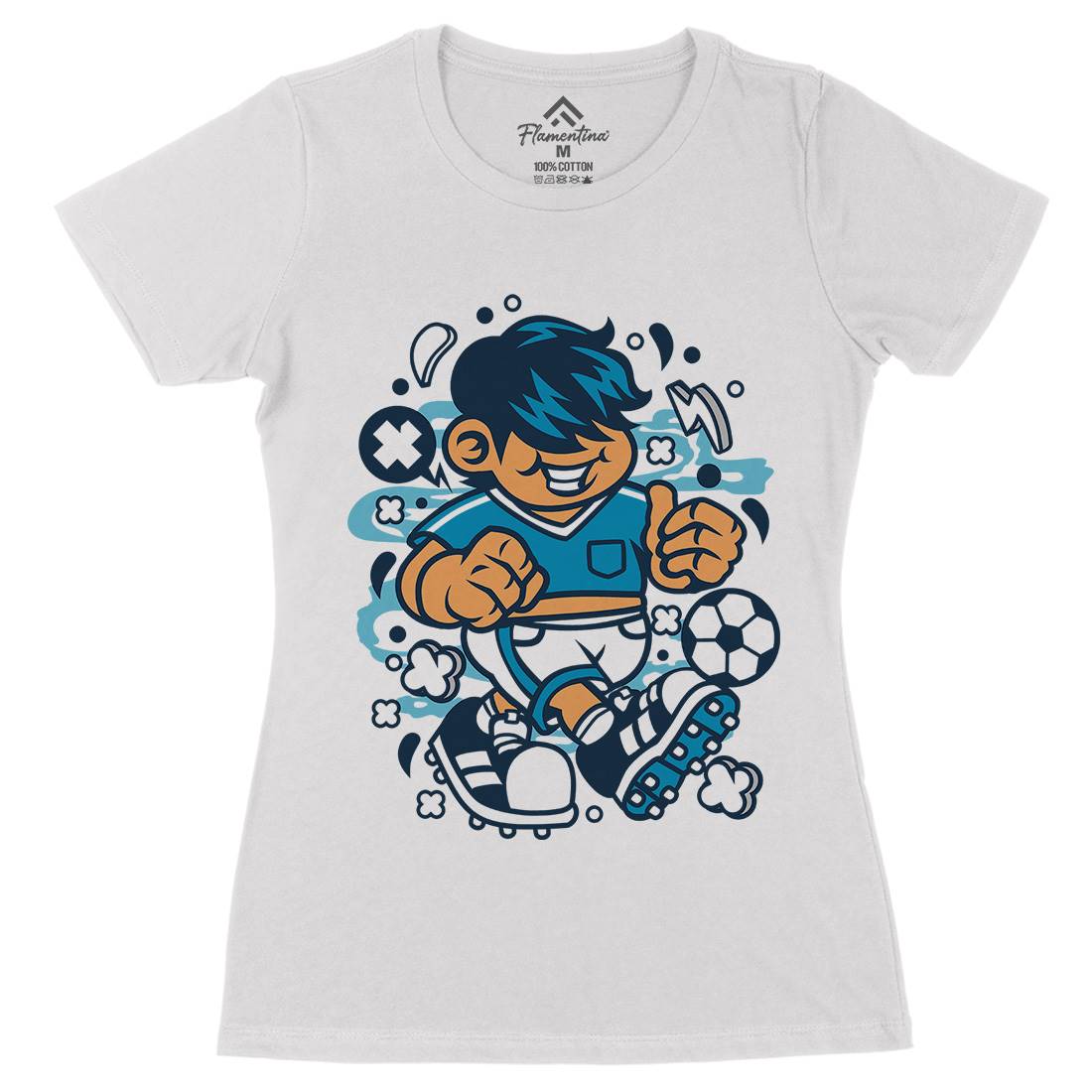 Soccer Kid Womens Organic Crew Neck T-Shirt Sport C250