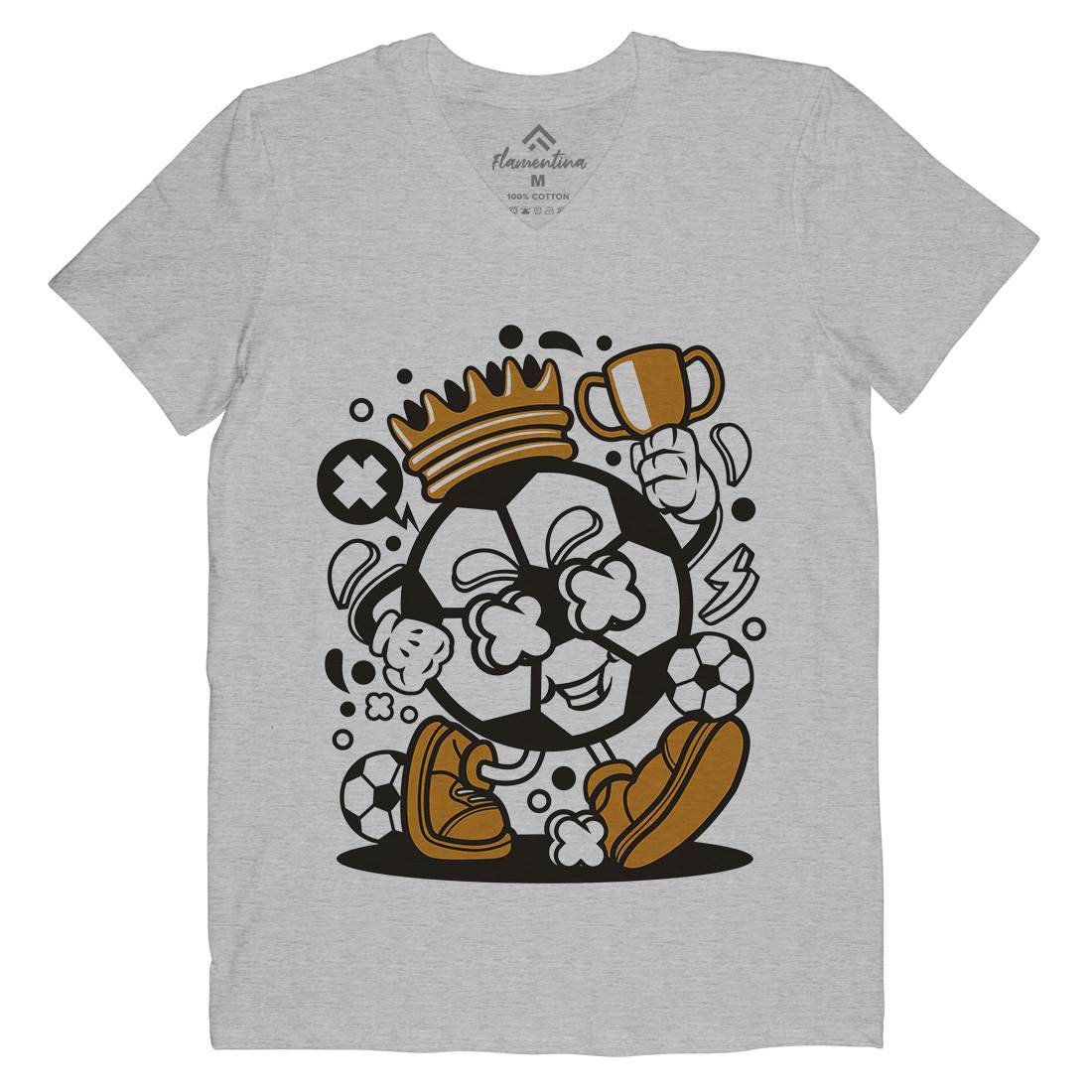 Soccer King Mens Organic V-Neck T-Shirt Sport C251