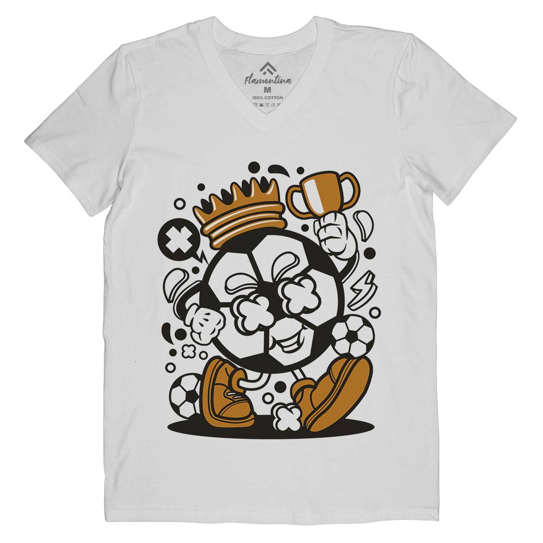 Soccer King Mens Organic V-Neck T-Shirt Sport C251