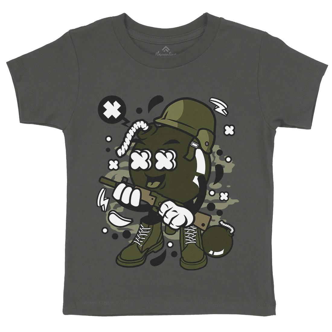 Soldier Bomb Kids Organic Crew Neck T-Shirt Army C252