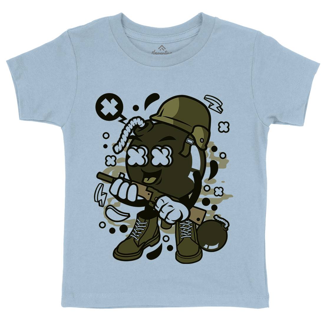 Soldier Bomb Kids Crew Neck T-Shirt Army C252