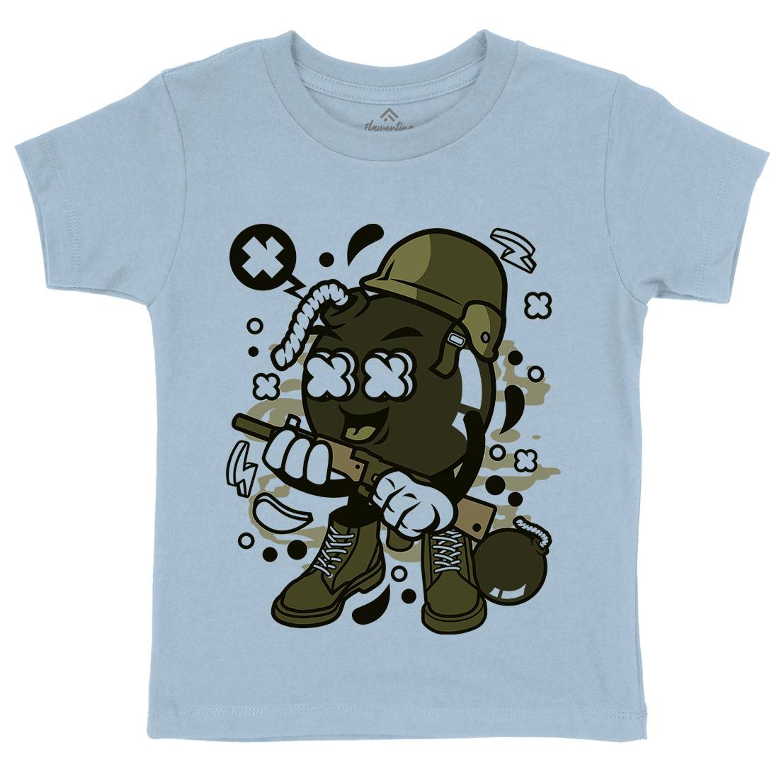 Soldier Bomb Kids Organic Crew Neck T-Shirt Army C252
