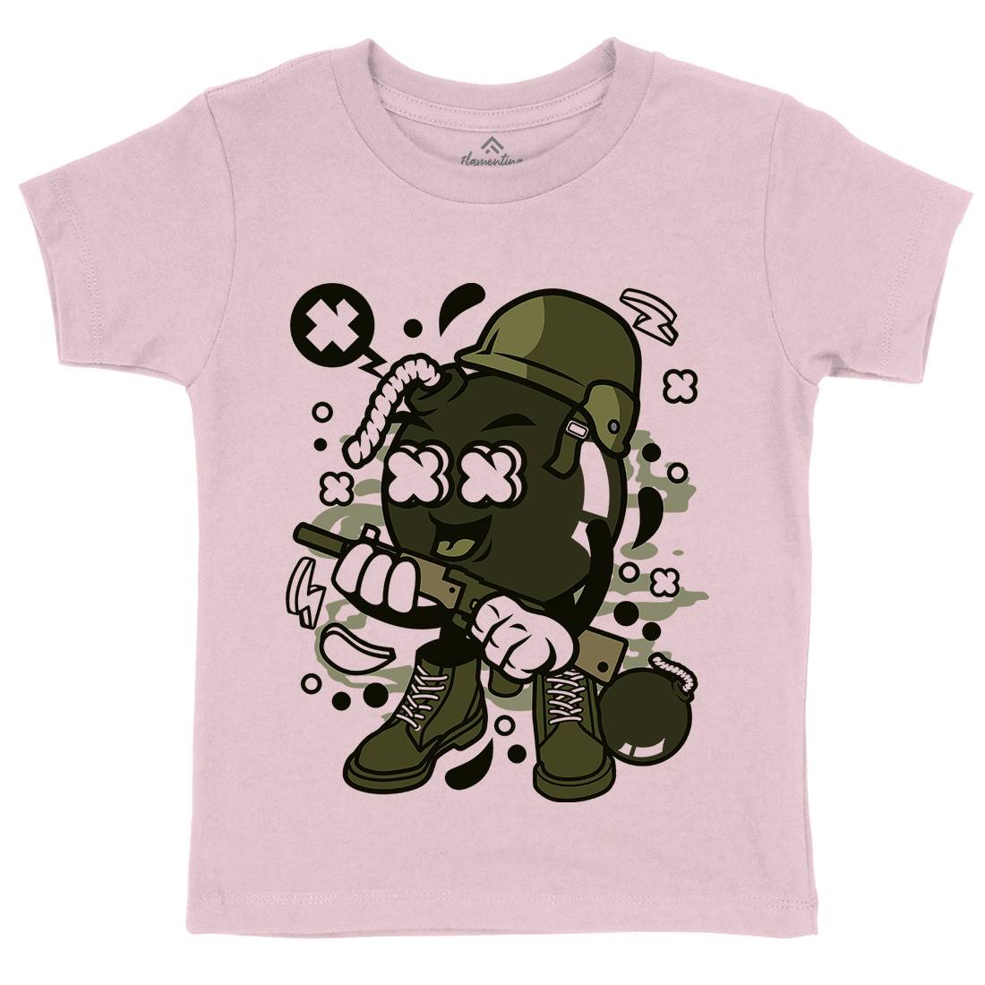 Soldier Bomb Kids Crew Neck T-Shirt Army C252