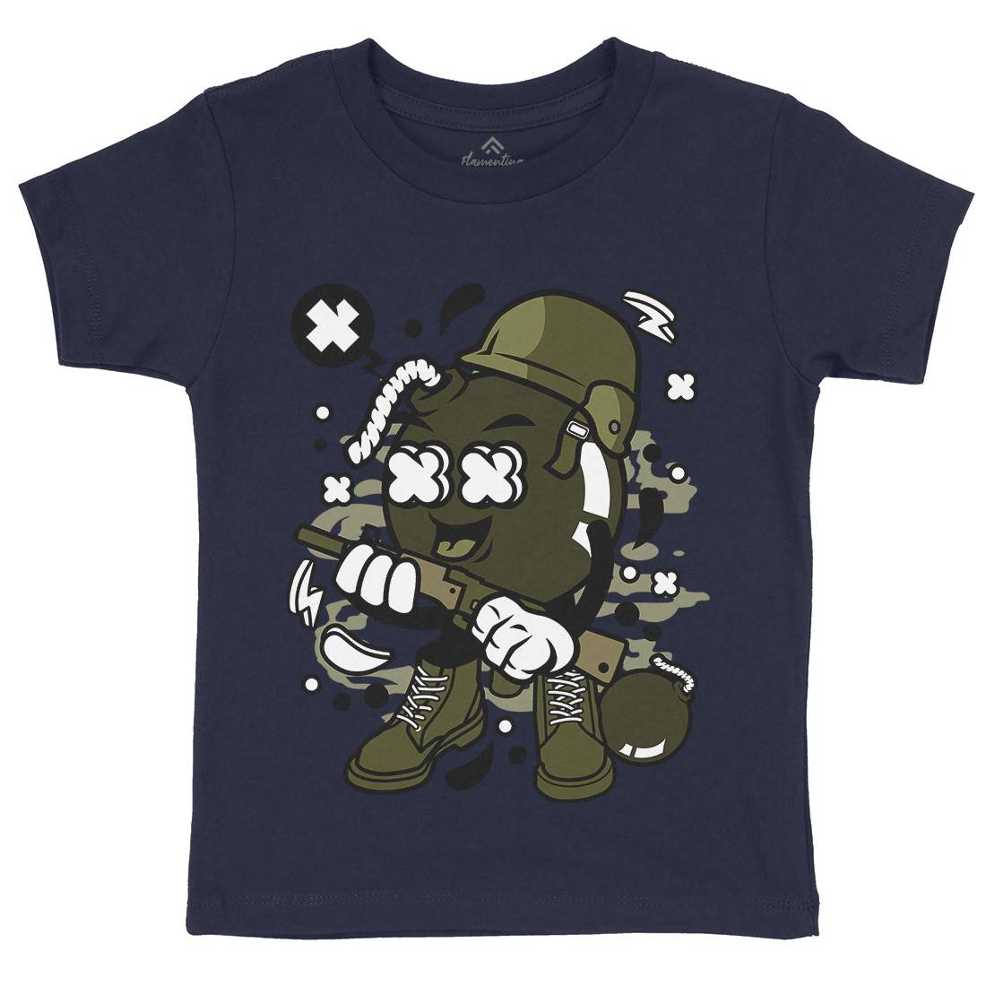 Soldier Bomb Kids Crew Neck T-Shirt Army C252