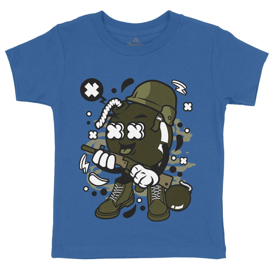 Soldier Bomb Kids Crew Neck T-Shirt Army C252