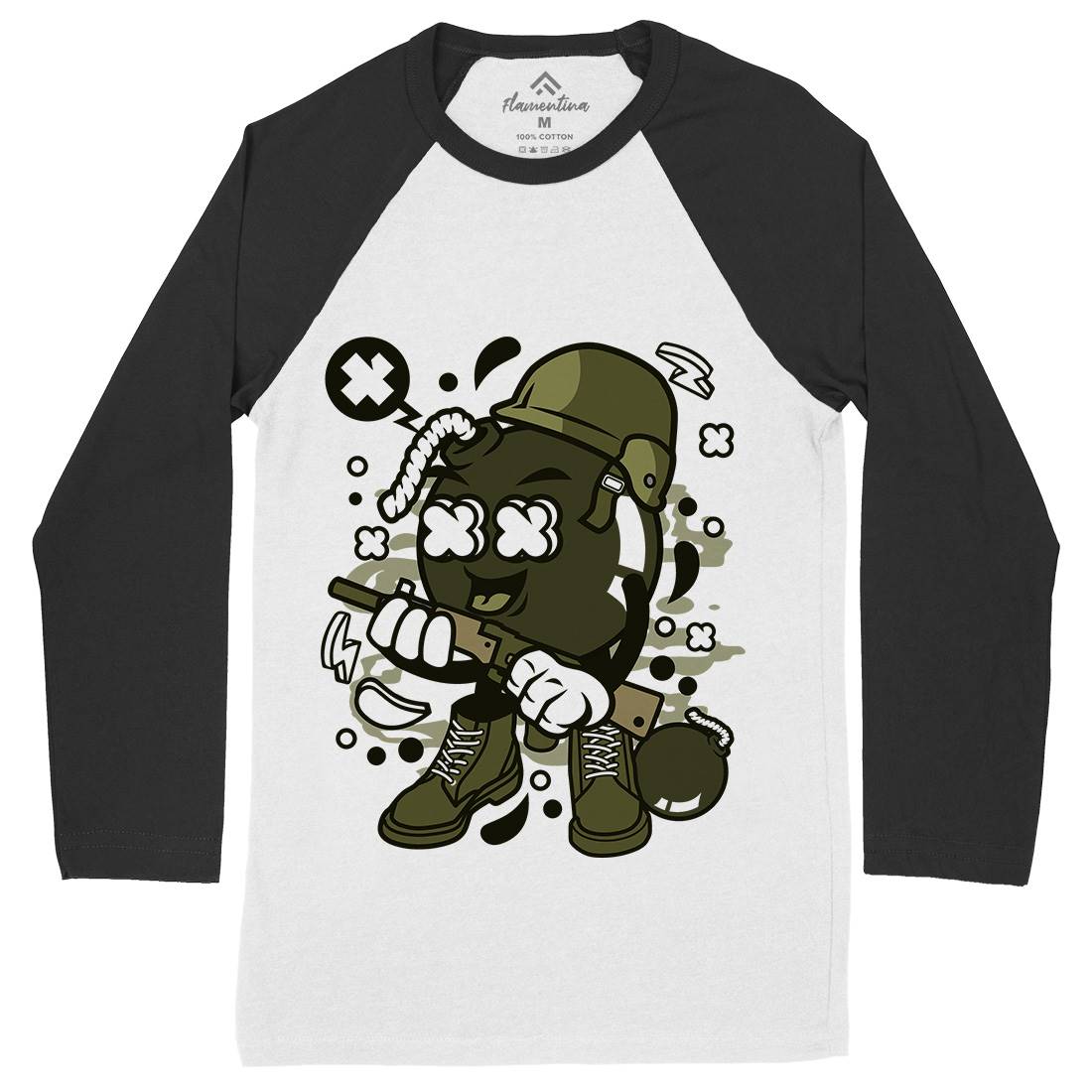 Soldier Bomb Mens Long Sleeve Baseball T-Shirt Army C252