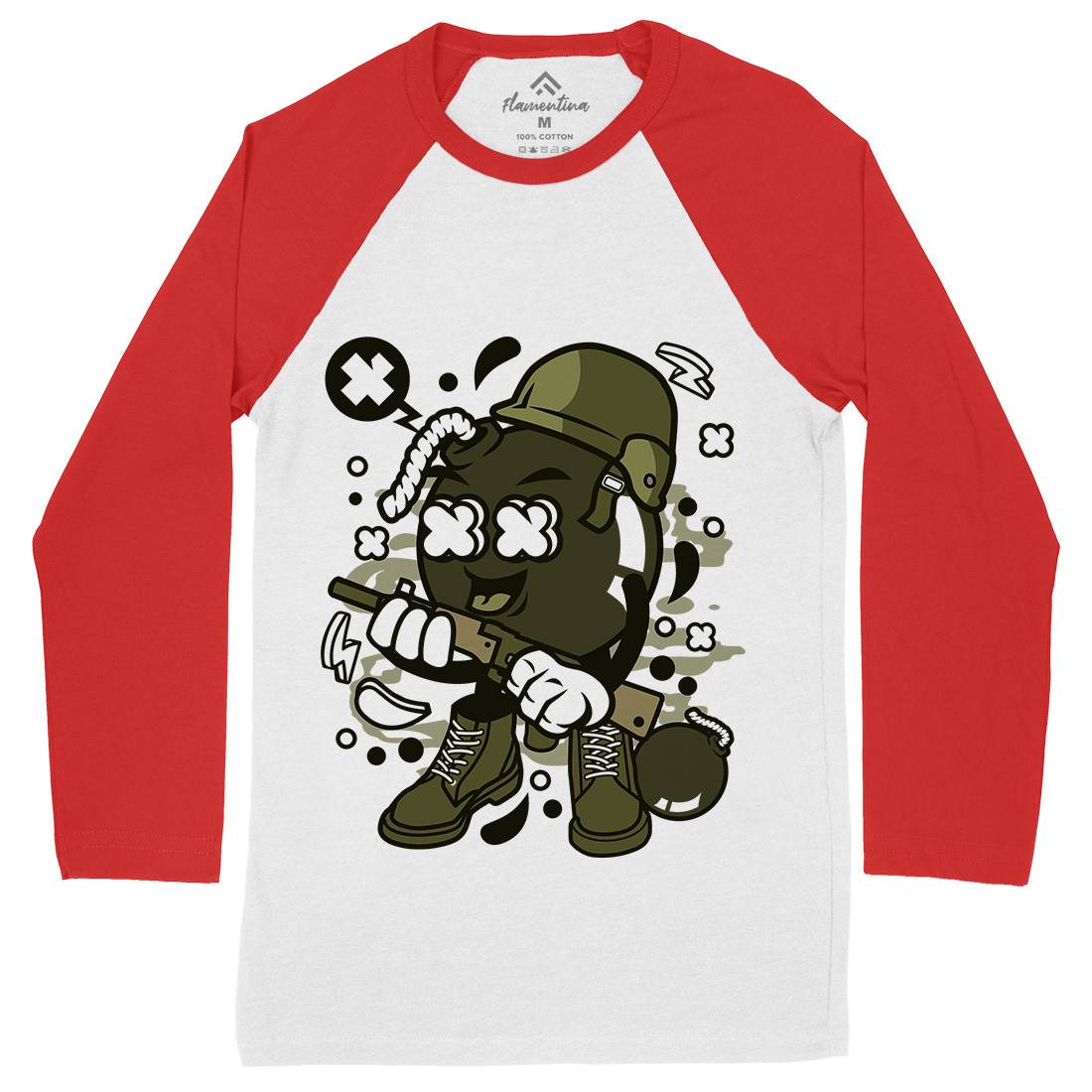 Soldier Bomb Mens Long Sleeve Baseball T-Shirt Army C252